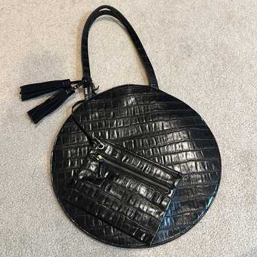 Vintage black croc circle bag with smaller bag - image 1