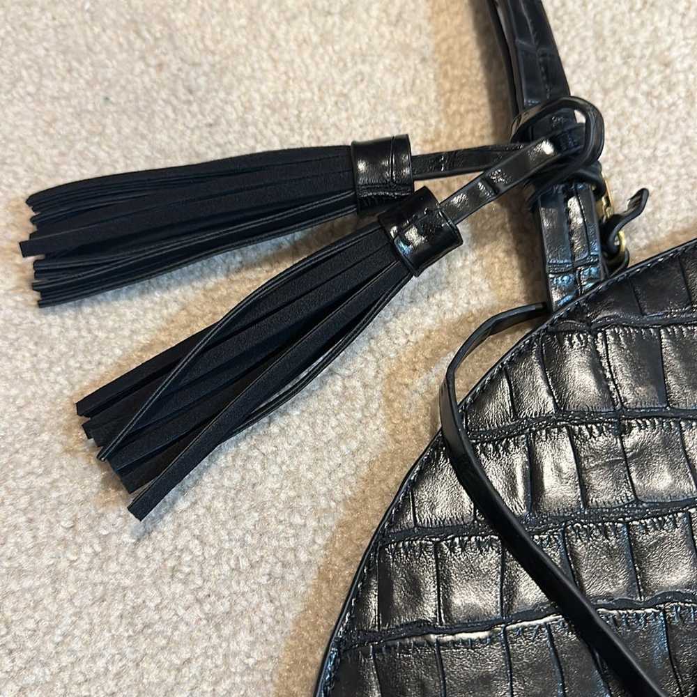 Vintage black croc circle bag with smaller bag - image 2