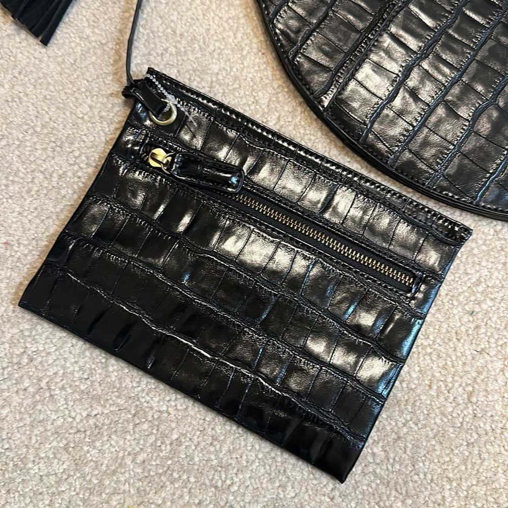 Vintage black croc circle bag with smaller bag - image 3