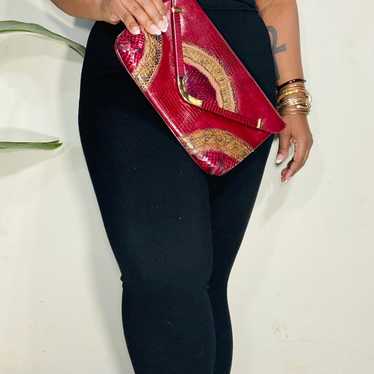 Burgundy Vintage Clutch - image 1