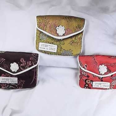 Vintage Set of 3 Embroidered Chinese Jewelry Bag … - image 1