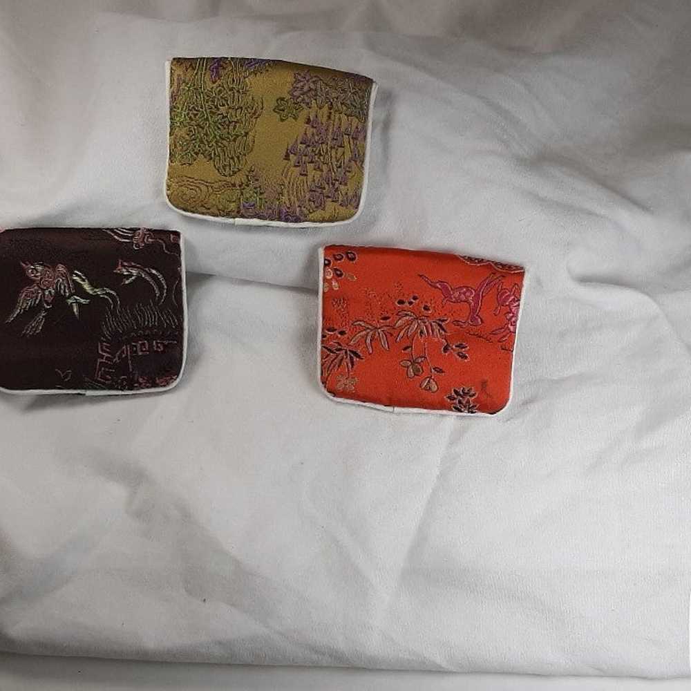 Vintage Set of 3 Embroidered Chinese Jewelry Bag … - image 3