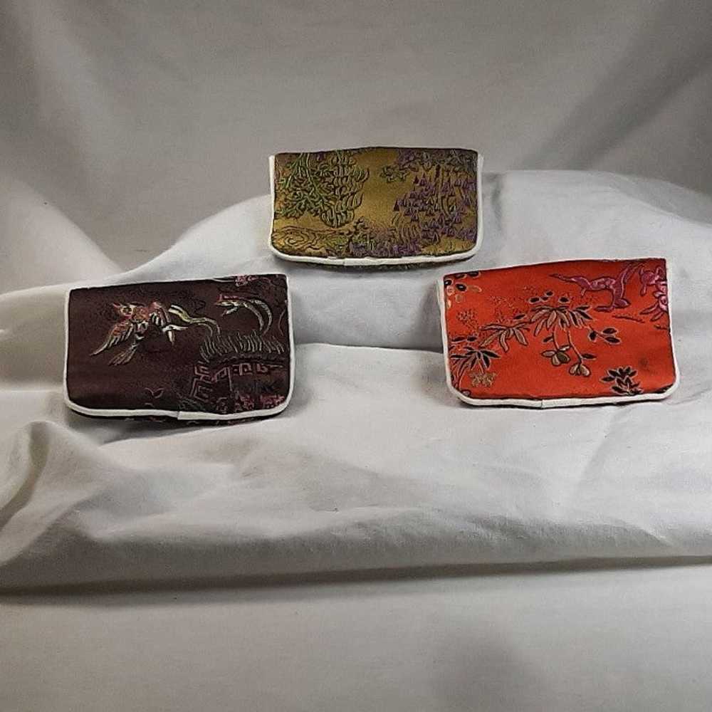 Vintage Set of 3 Embroidered Chinese Jewelry Bag … - image 5