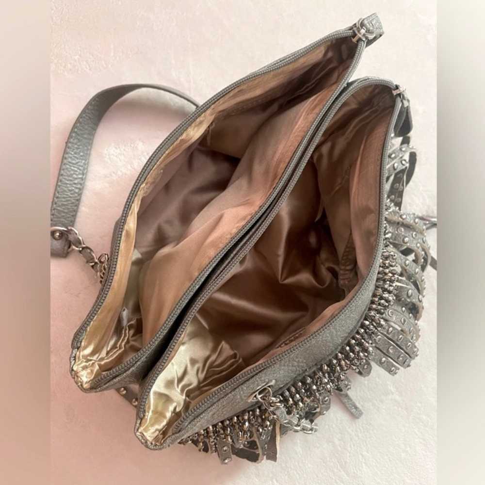 Vintage Leather Fringe Embellished Shoulder Bag - image 10