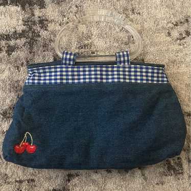 Vintage reversible cherry/strawberry denim handbag - image 1