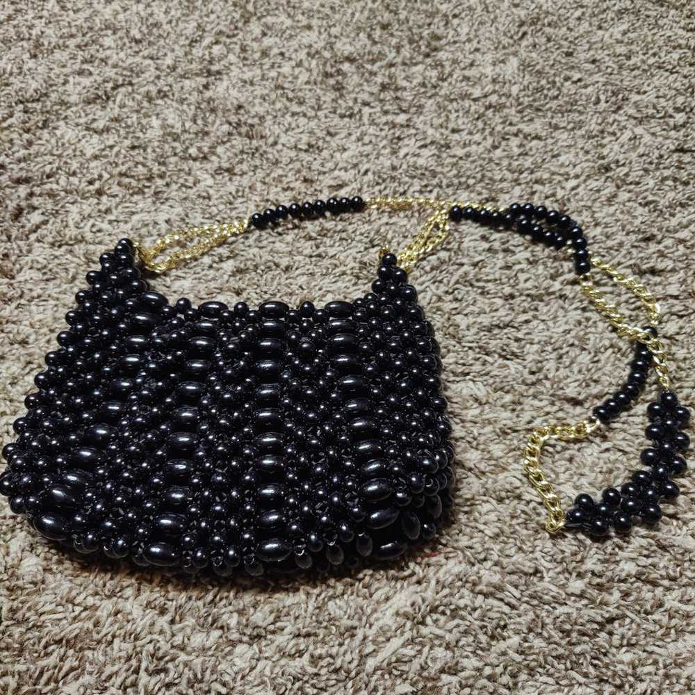 Beautiful Vintage Wooden Beaded Black Purse! - image 1