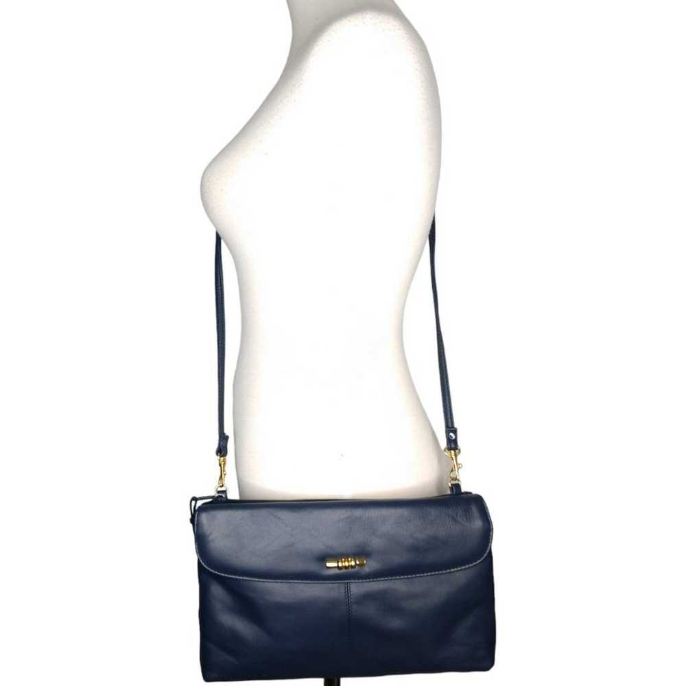 Vintage Navy Blue Leather Crossbody Bag Shoulder … - image 1