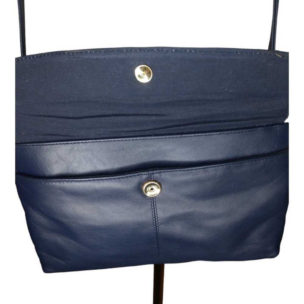 Vintage Navy Blue Leather Crossbody Bag Shoulder … - image 3