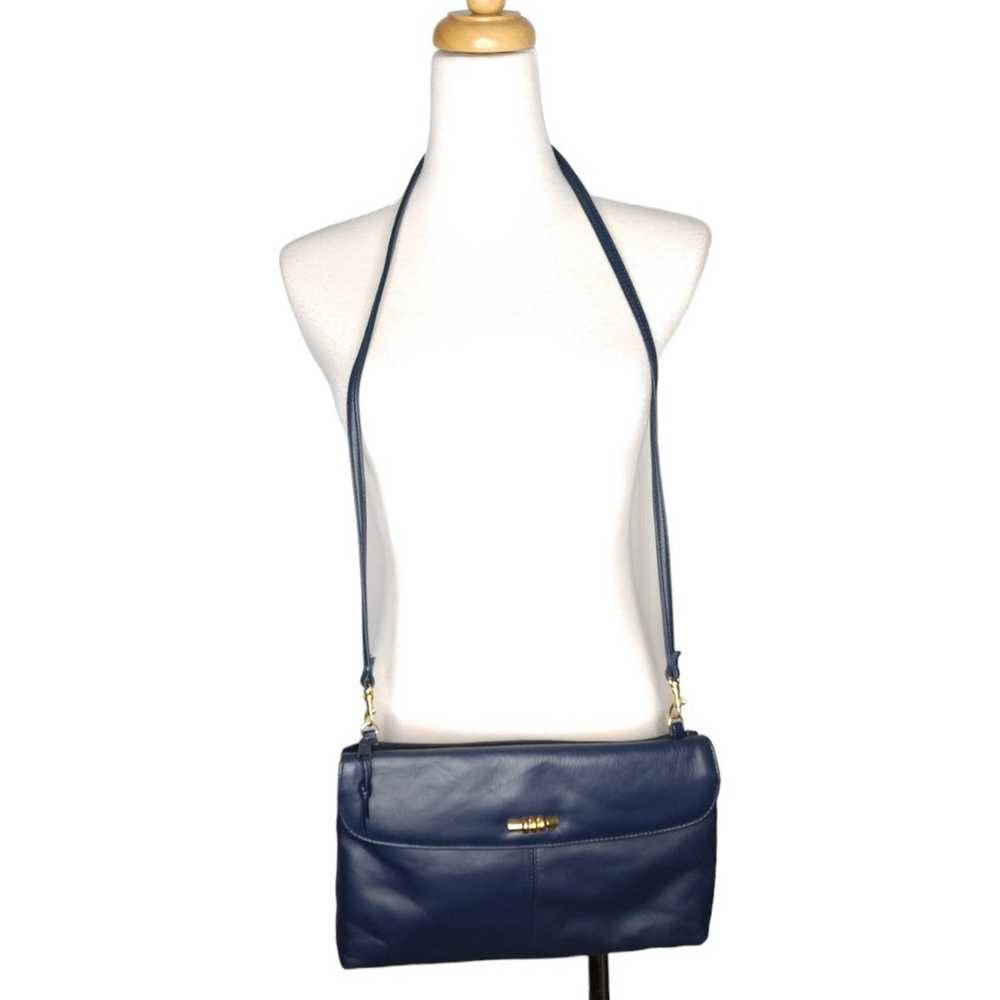 Vintage Navy Blue Leather Crossbody Bag Shoulder … - image 8