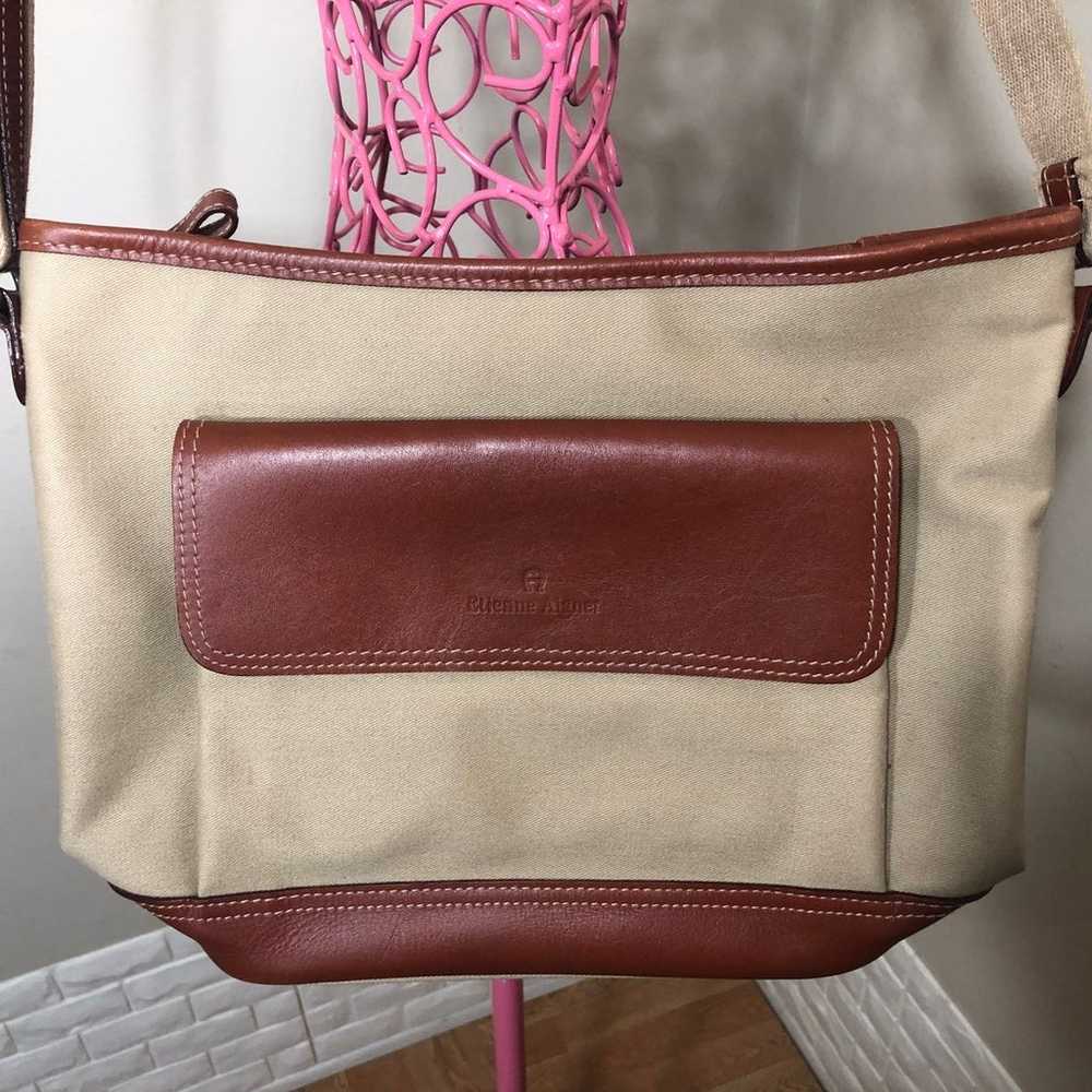 VINTAGE~Etienne Aigner canvas shoulder bag - image 2