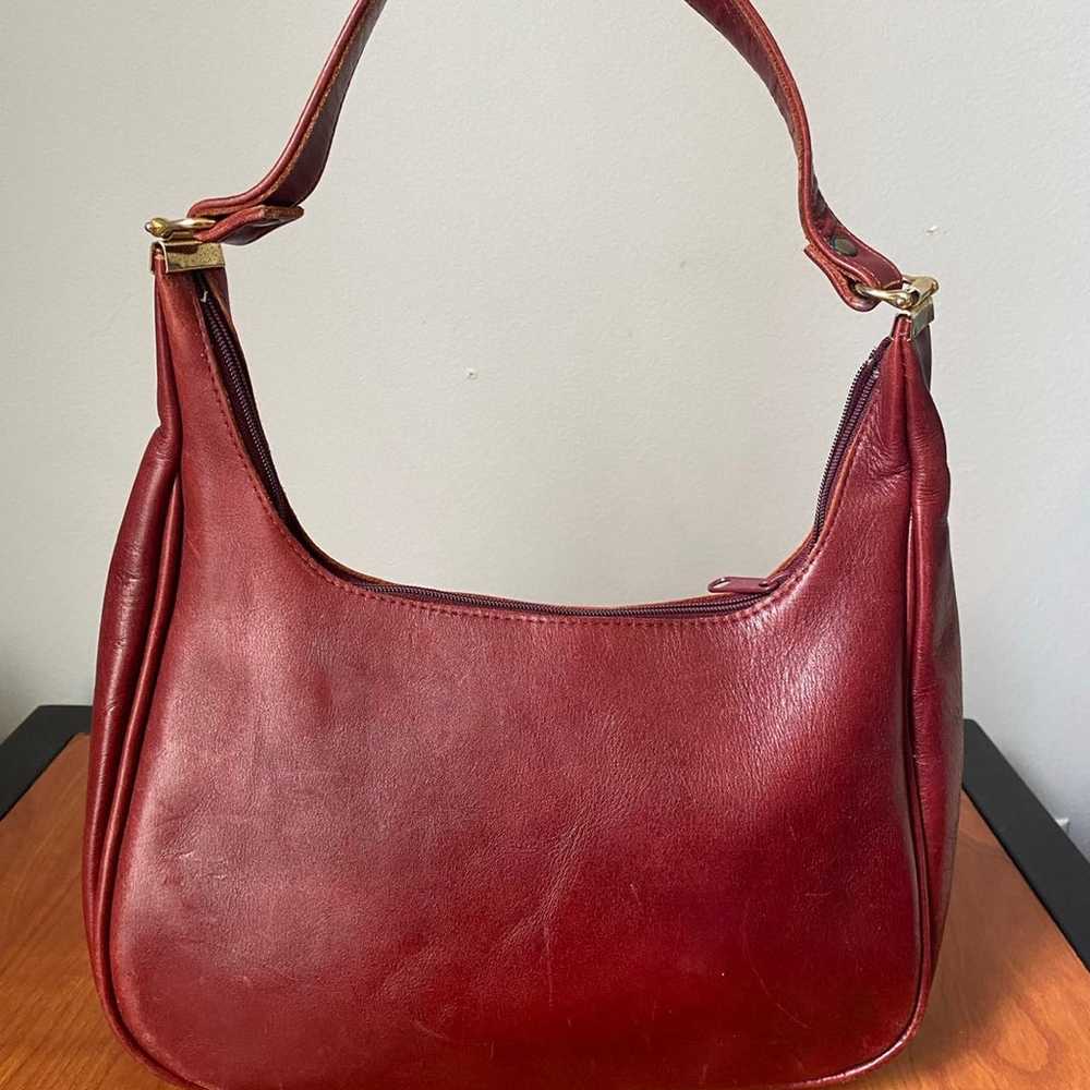 Leather wine colored hamdbag - image 1