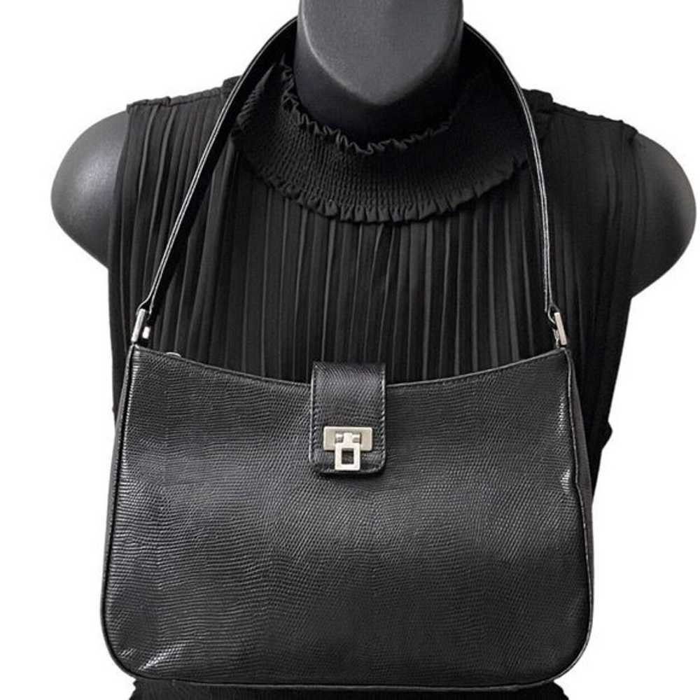 Ann Taylor Pebbled Black Genuine Leather Shoulder… - image 1