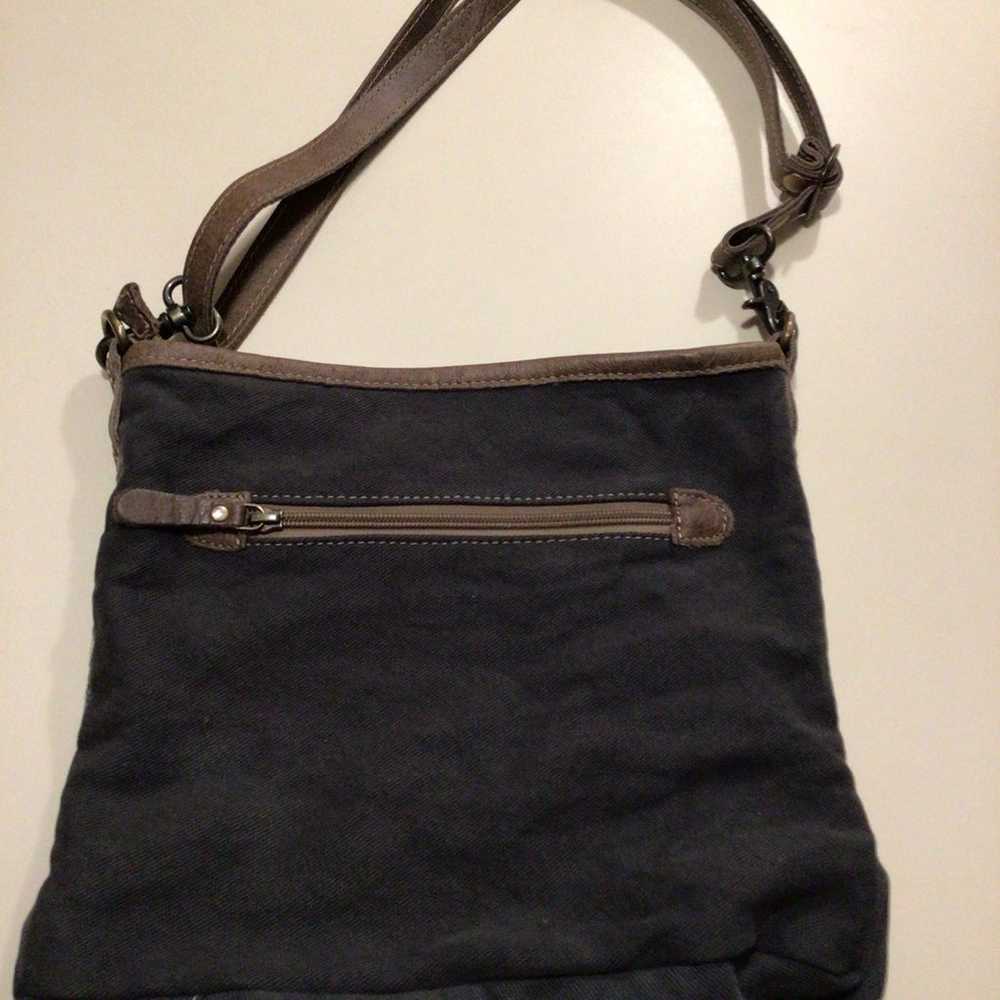 Myra Bag Leather/Canvas Blue/Brown - image 2