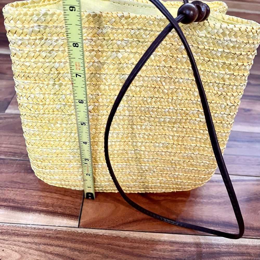 Vintage Yellow Wheat Straw Woven Purse Boho Beaded - image 7