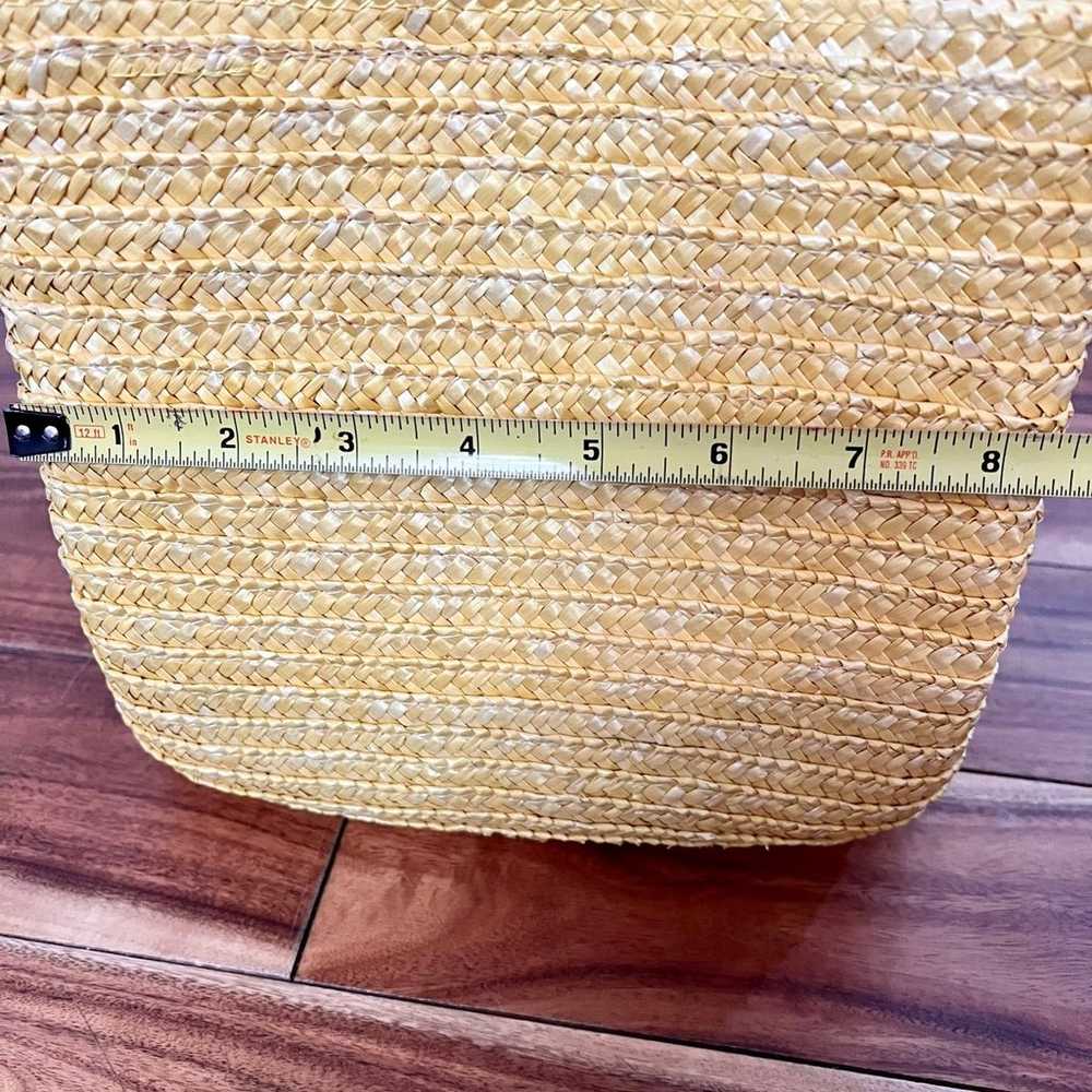 Vintage Yellow Wheat Straw Woven Purse Boho Beaded - image 8