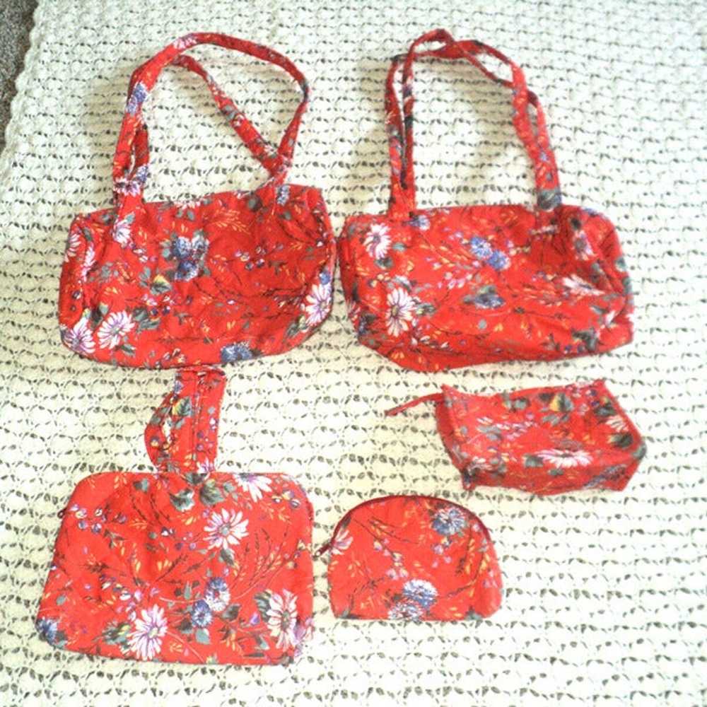 Travel Bag Set Red & Blue Floral 6 Pieces Plastic… - image 1