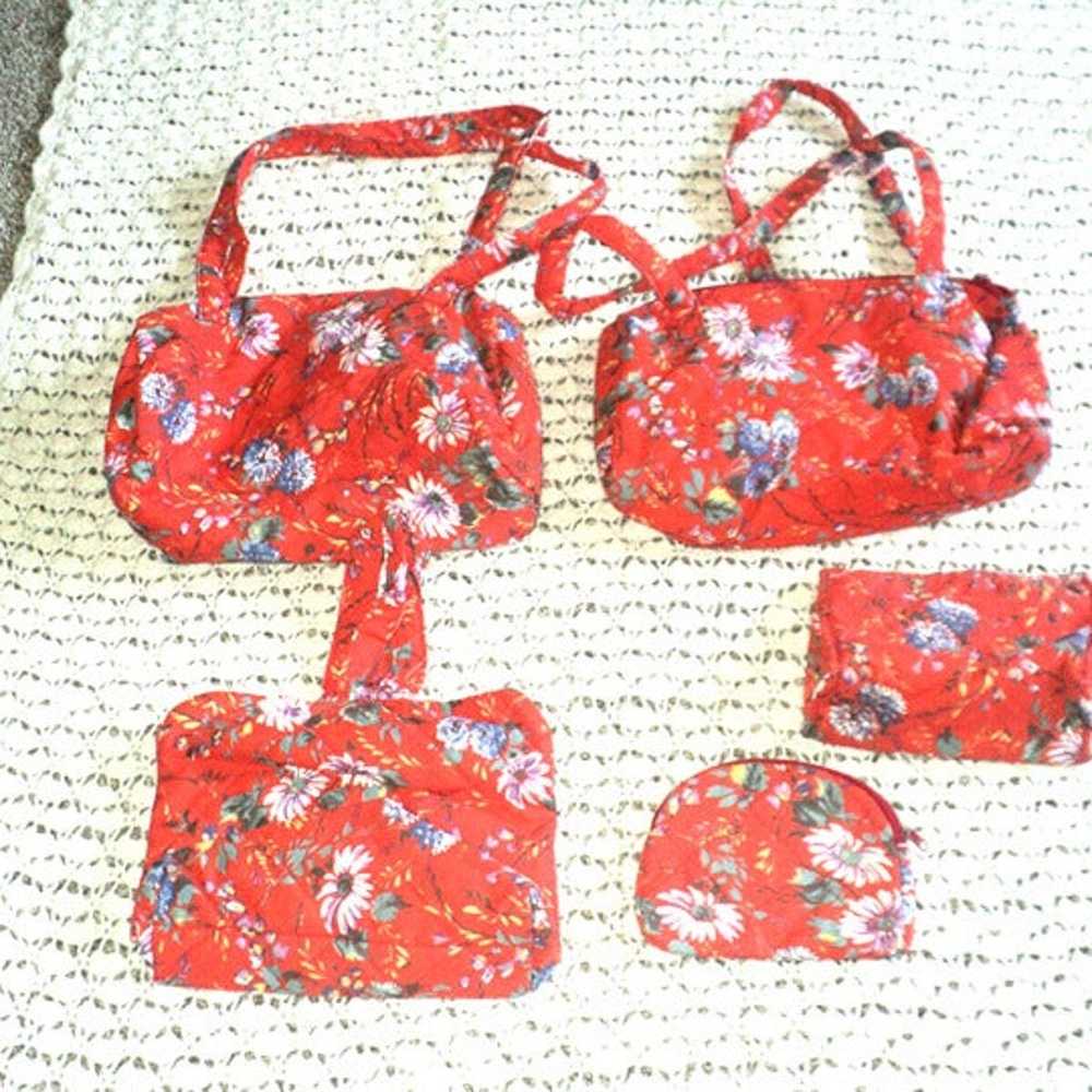 Travel Bag Set Red & Blue Floral 6 Pieces Plastic… - image 2