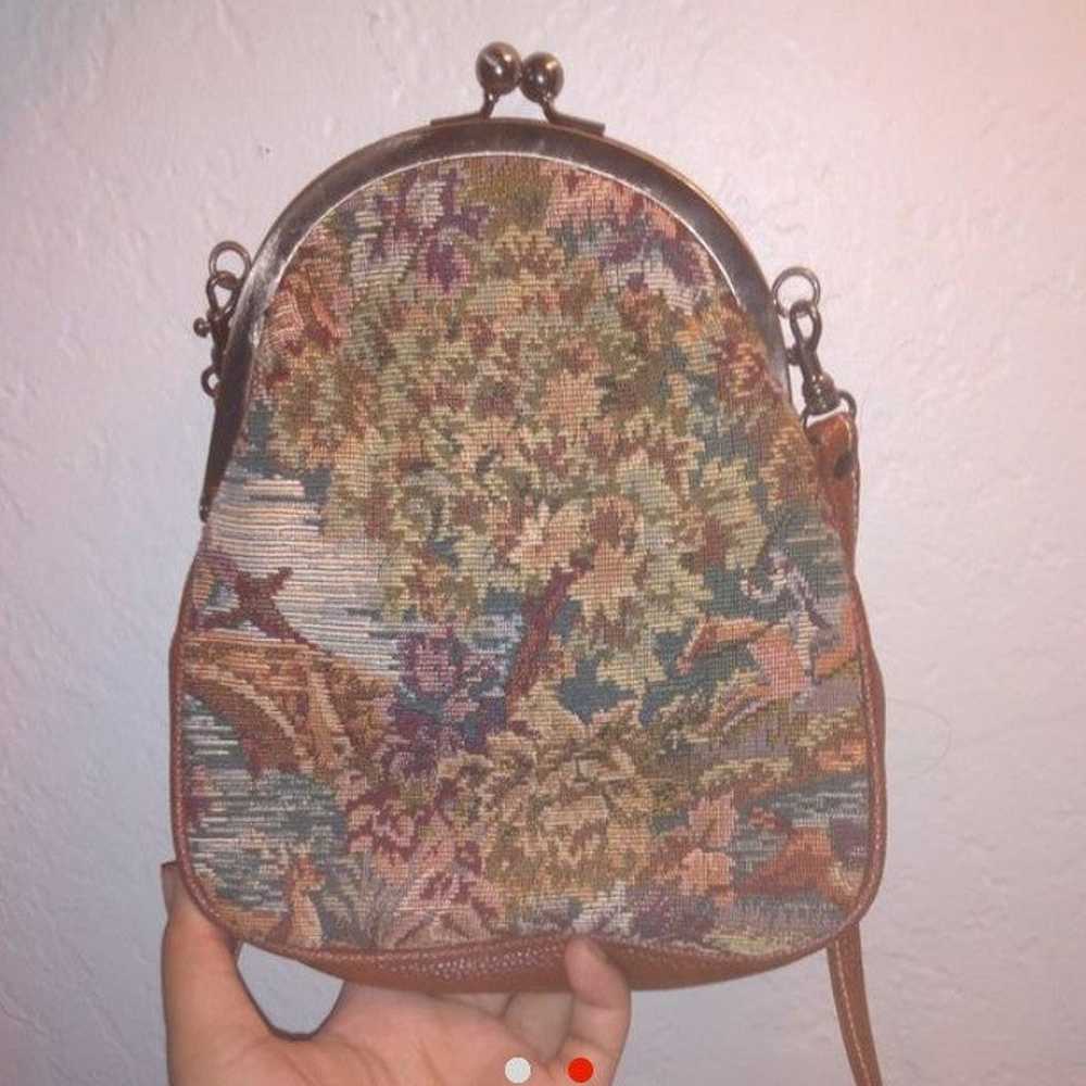 Vintage Embroidered Painting Crossbody - image 1