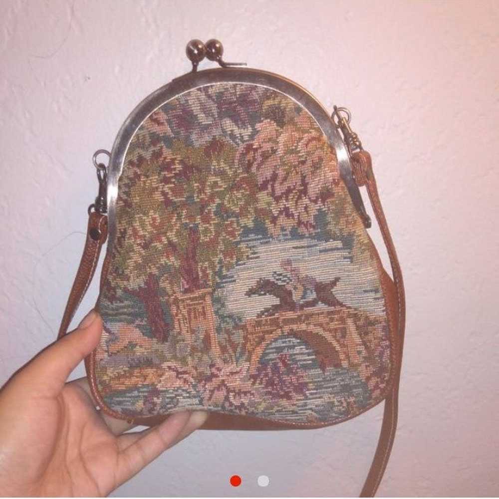 Vintage Embroidered Painting Crossbody - image 2