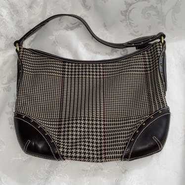 Lauren Ralph Lauren Brown Houndstooth Leather & F… - image 1