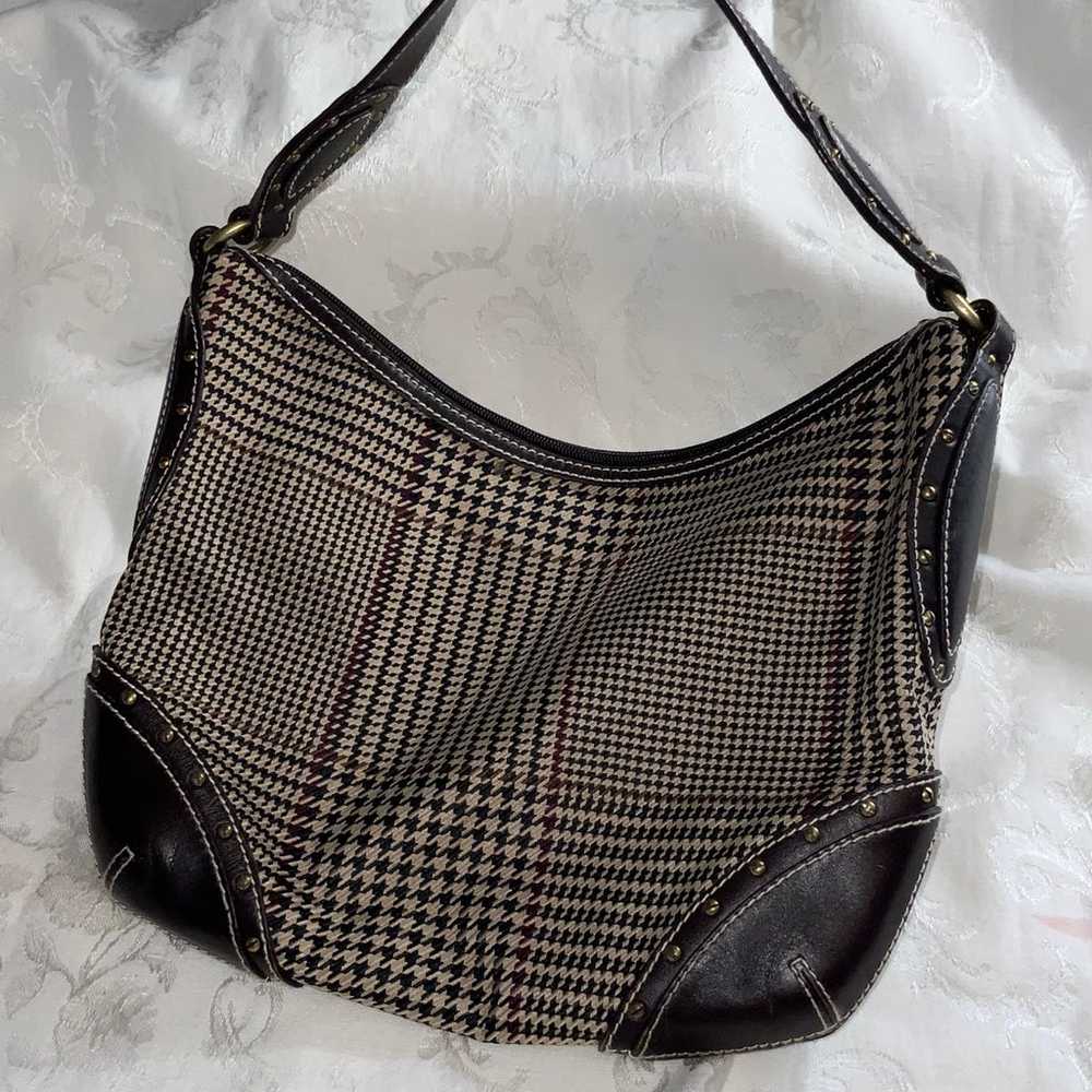 Lauren Ralph Lauren Brown Houndstooth Leather & F… - image 2