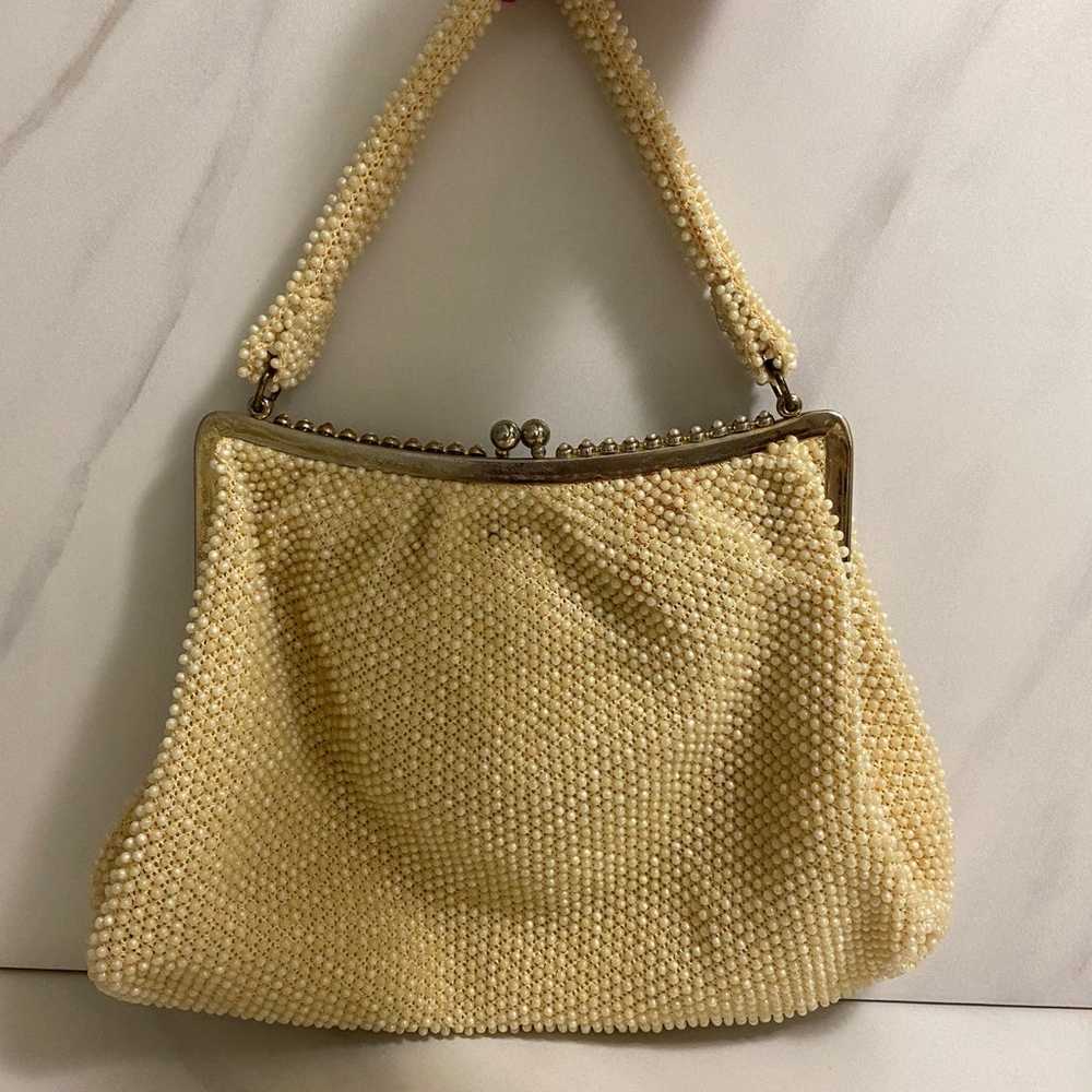 Vintage Corde Bead pearl evening handbag - image 1