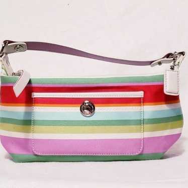 RARE VINTAGE COACH F40494 HAMPTON STRIPED WEEKEND… - image 1