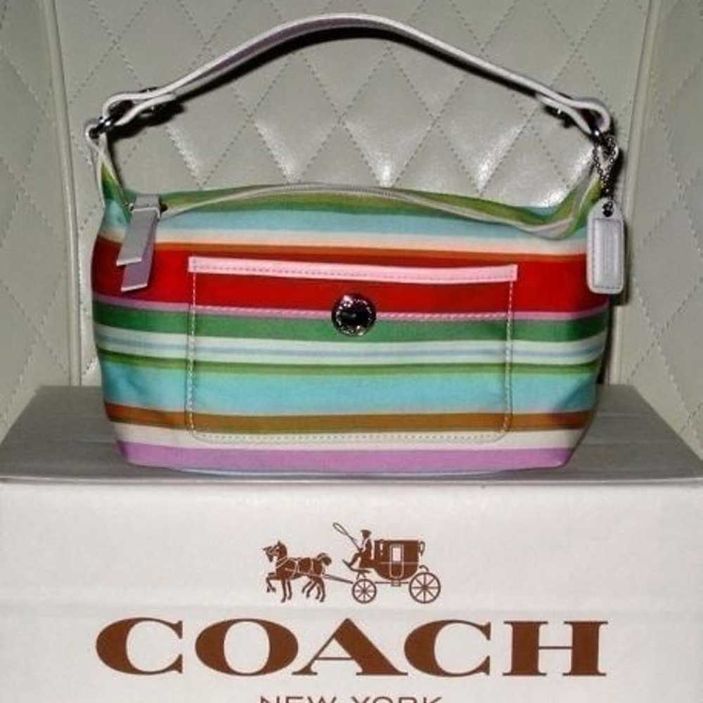 RARE VINTAGE COACH F40494 HAMPTON STRIPED WEEKEND… - image 3