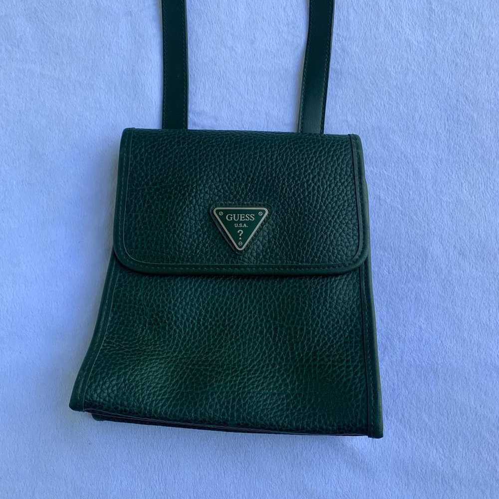 Vintage Guess green pebble leather cross body bag. - image 1