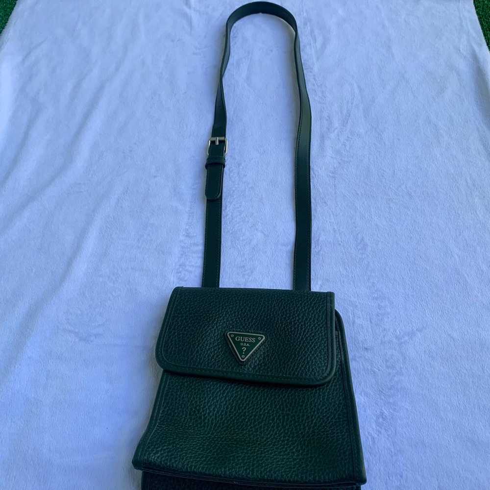 Vintage Guess green pebble leather cross body bag. - image 5