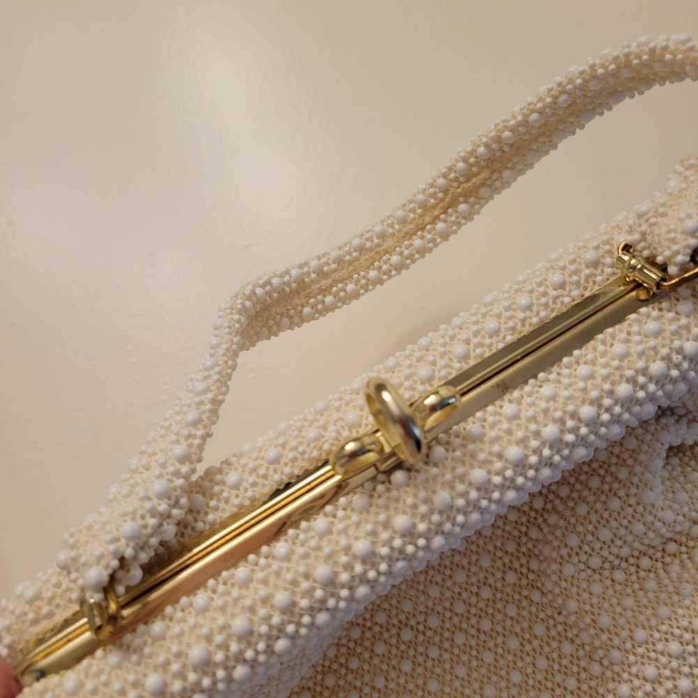 VINTAGE LUMURED CORDE BEAD HANDBAG - image 4