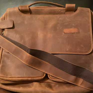 TIDING Vintage Leather Laptop Briefcase