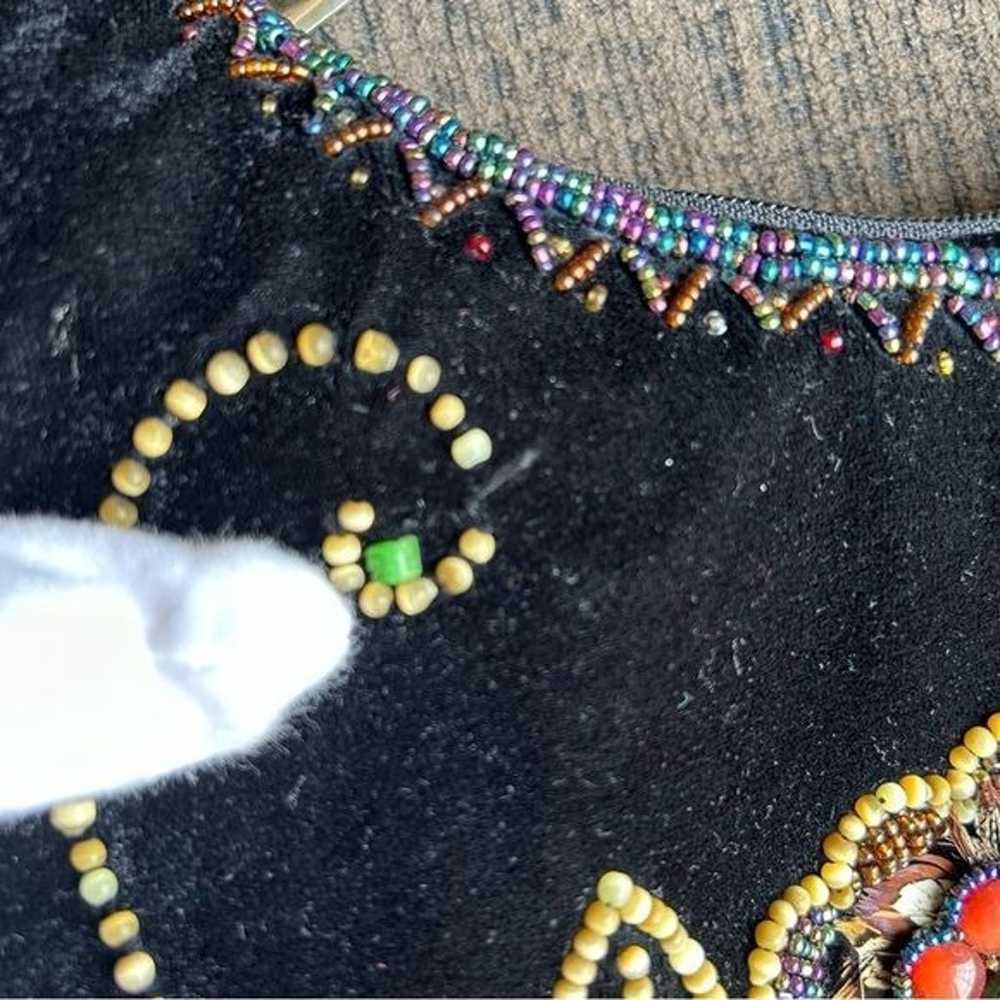 VINTAGE Boho Crescent Beaded Feather Embellished … - image 6