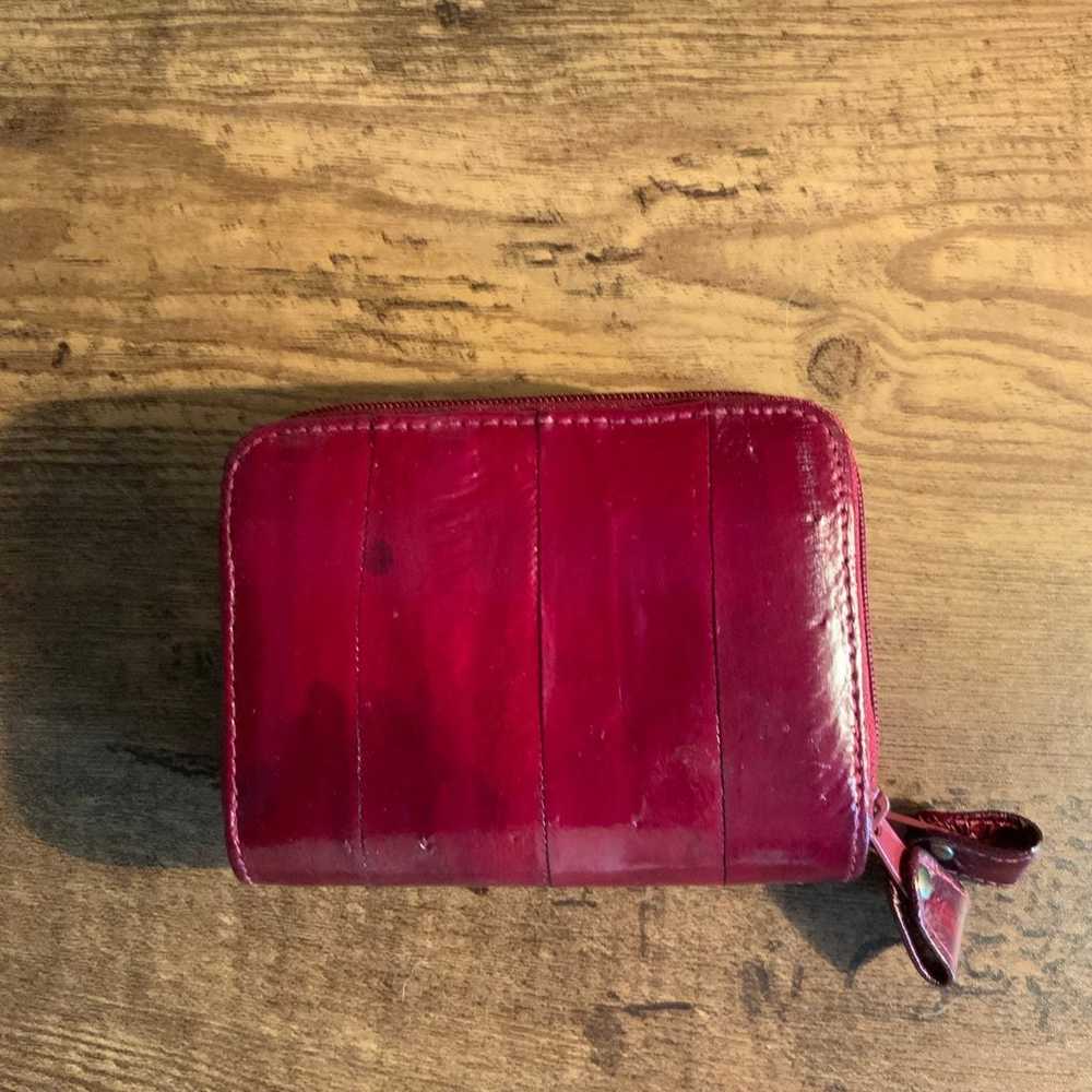 Vintage Red Eel Skin Handbag & Wallet Set - image 8