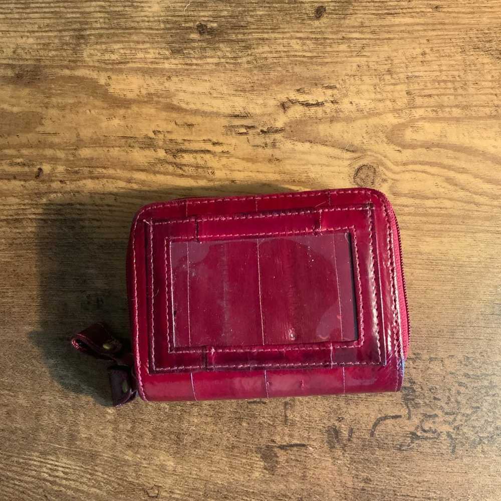Vintage Red Eel Skin Handbag & Wallet Set - image 9