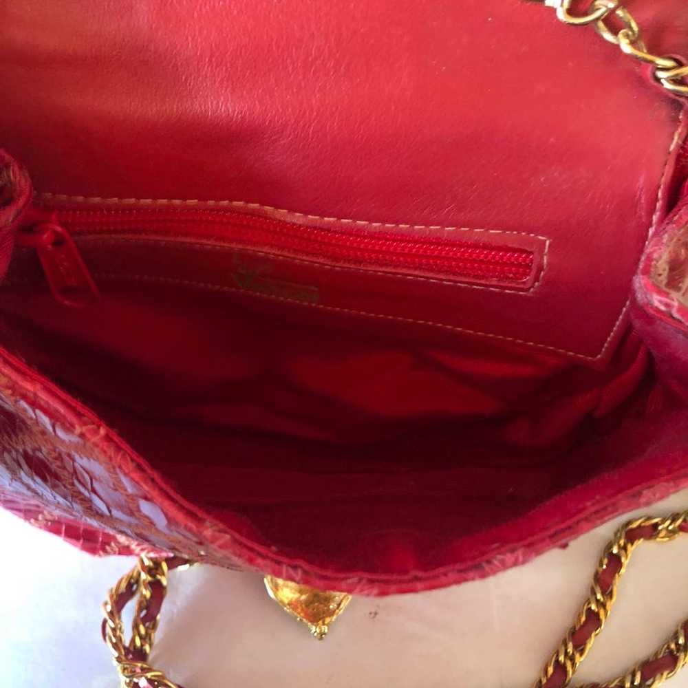 Varon Handbags vintage red snakeskin leather cros… - image 4