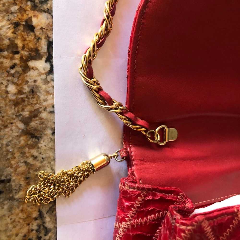 Varon Handbags vintage red snakeskin leather cros… - image 7