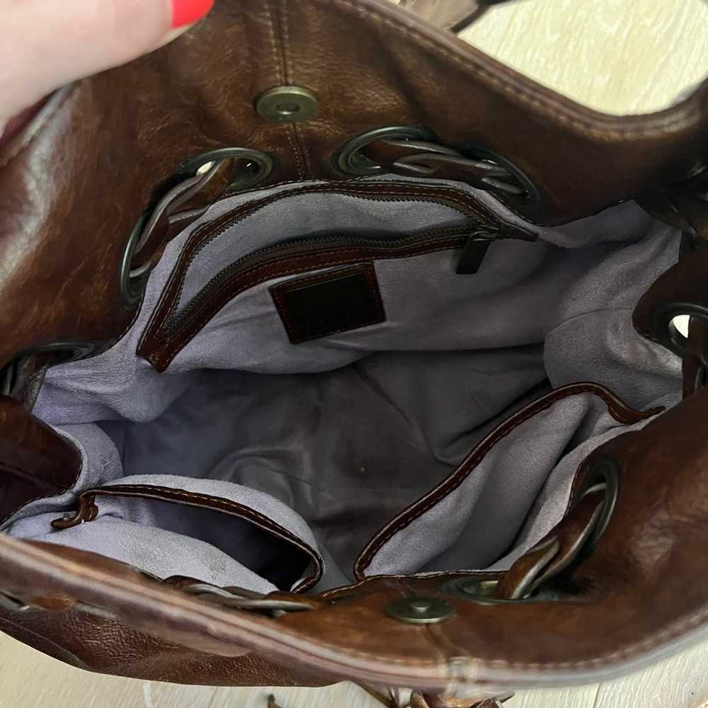 Kooba designer genuine dark brown leather small zipper purse