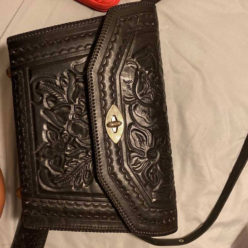 Vintage leather messenger purse - image 1
