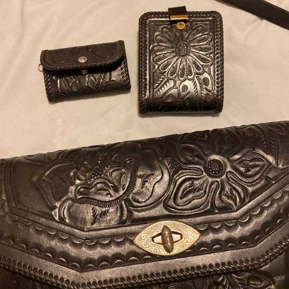 Vintage leather messenger purse - image 2