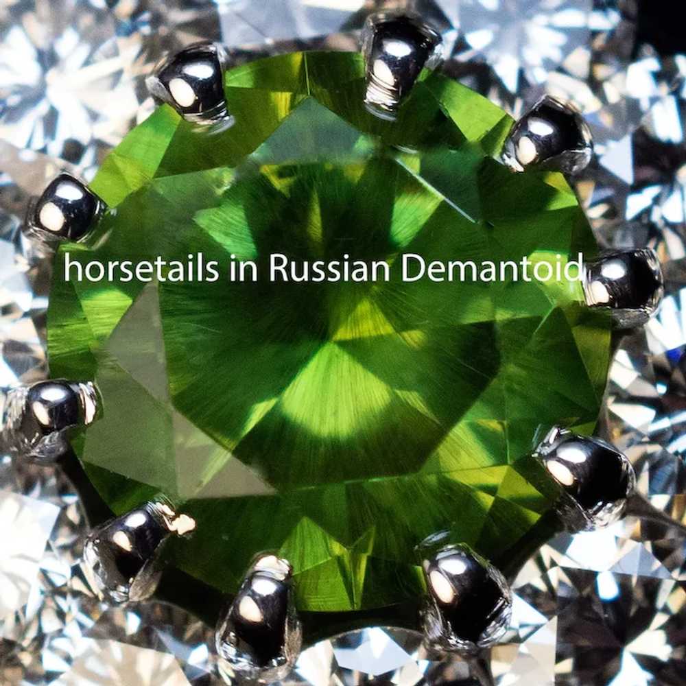 1.08 Ct Russian Demantoid Diamond Cluster Ring - image 5