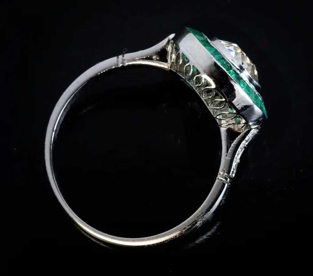 Antique Old European Cut Diamond Emerald Ring - image 5