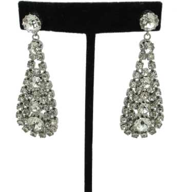 1980s Teardrop Dangle Rhinestone Earrings - image 1