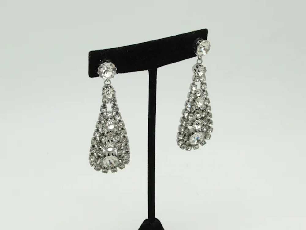 1980s Teardrop Dangle Rhinestone Earrings - image 2