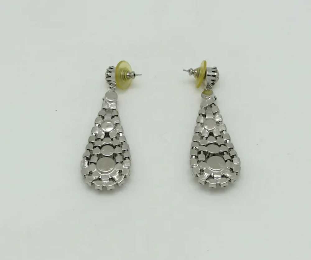 1980s Teardrop Dangle Rhinestone Earrings - image 3