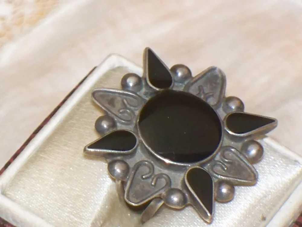 Vintage Southwestern Sterling Silver Ring Black I… - image 8