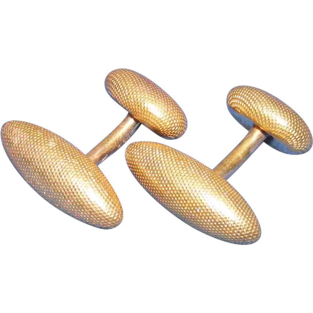 Late Victorian 14K Cufflinks Dimpled Textured 3/4… - image 1