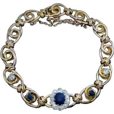 Antique Sapphire Diamond Gold Bracelet 1890s