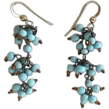 Chandelier faux turquoise beads dangle earrings - image 1