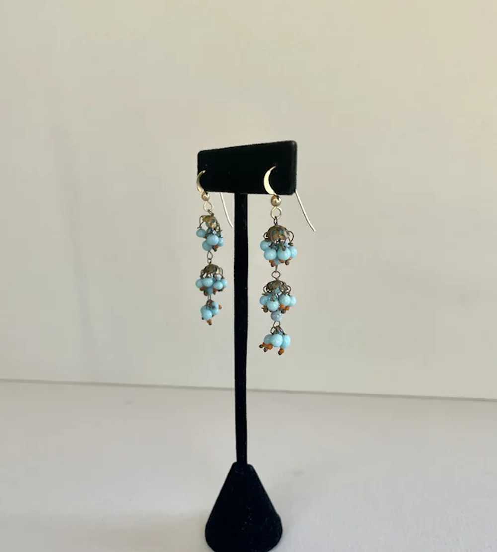 Chandelier faux turquoise beads dangle earrings - image 3